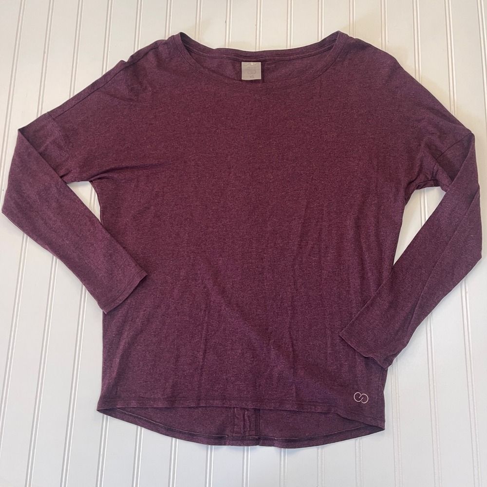 CALIA Carrie Underwood Women XS Plum Purple Heather Open Back Long Sleeve Top